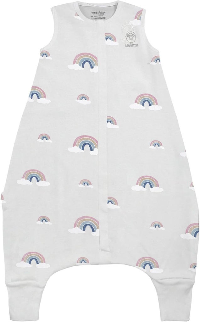 Woolino 4 Säsong Baby Sleep Bag med fötter, Merino Wool och ekologisk bomull Walker Sleep Sack, Toddler Sleeping Bag, 18-36m, Rainbow