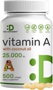DEAL SUPPLEMENT High Potency Vitamin A 25000 IE, 500 Coconut Oil Softgels | Easily Absorbed, Natural Fish Liver Oil Source - Vitaminer för ögon, immun och hudhälsa - Lätt att svälja, icke-GMO