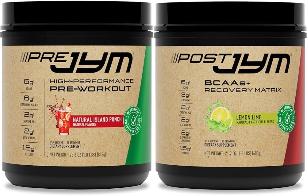 JYM Pre Workout, Post Workout och BCAA Muscle Building Supplements Bundle med Pre JYM Powder, Post JYM Active Matrix, 30 Servings Varje