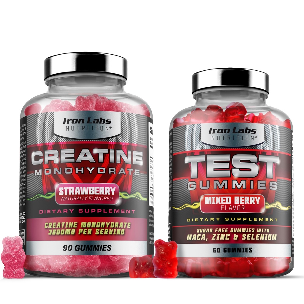 Muskel Gummy Bundle - Kreatinmonohydrat Gummies & Testo Gummies för män - Avancerad Bundle