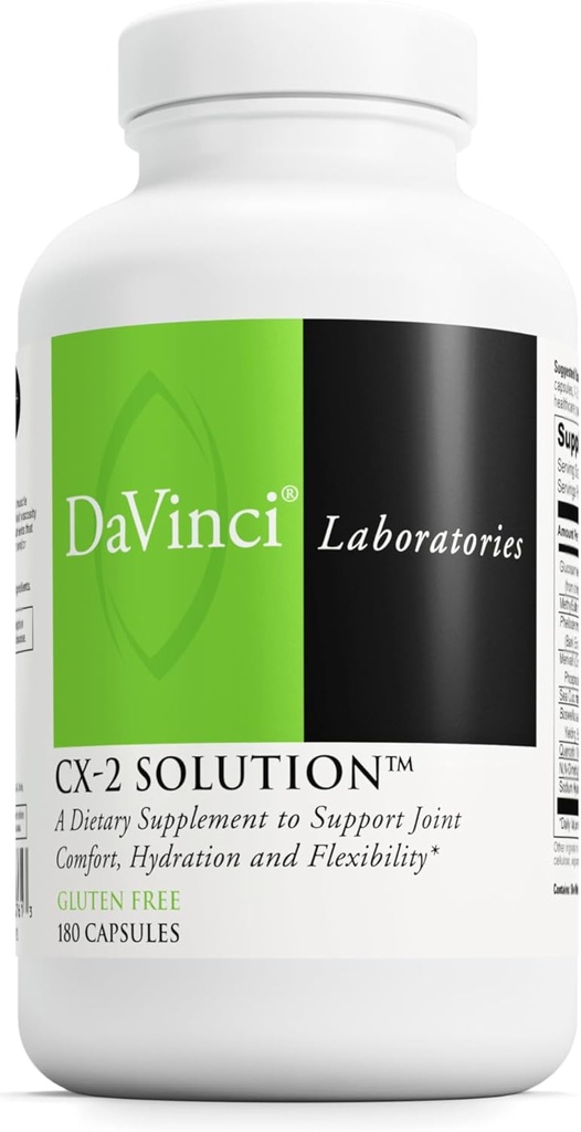 DAVINCI Labs CX-2 Solution - Kosttillskott för att stödja muskelfunktion, gemensam hälsa, Hydration och flexibilitet * - med Glukosamin HCl, MSM, Sea Cucumber och mer - Glutenfri - 180 kapslar