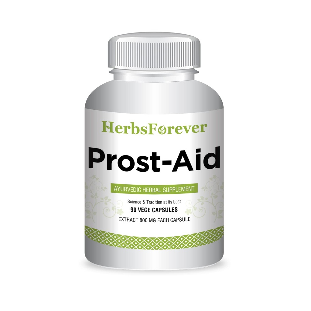 Herbsforever Prostaid Ayurvedic Herbal Supplement för Mäns Wellness | 90 Veggie Capsules, 800mg Var och en, naturligt stöd för övergripande hälsa och vitalitet
