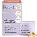 Perel 1st Trimester Prenatal Pack, Multivitamin med folat, vitamin D, Omega 3, Iron & Ginger, Näringsstöd för tidig graviditet, Soy & Gluten Free, Non GMO, 30 Daily Pill Packs