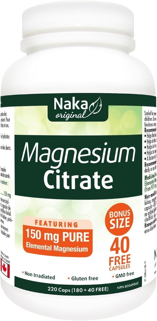Naka Magnesium Citrate, 220 kapslar