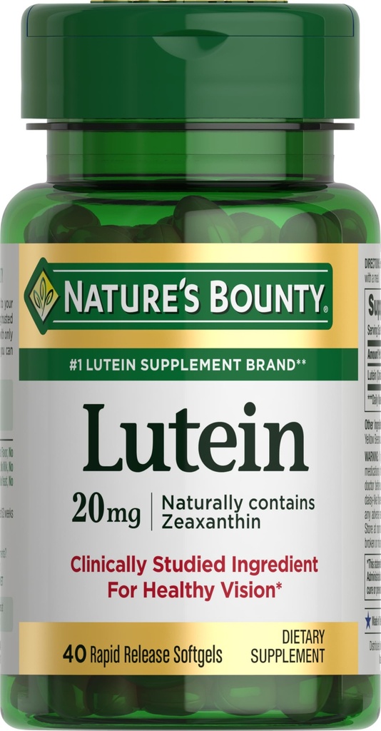 Naturens Bounty Lutein Pills, Eye Health Supplements och vitaminer, Support Vision Health, 20 mg, 40 Softgels
