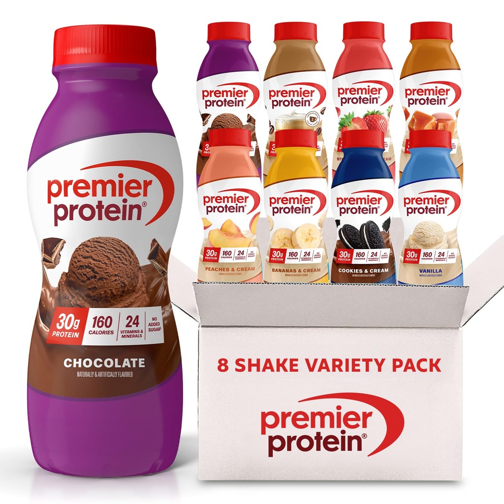 Premier Protein Shakes, 8 smak Variety Pack, 30g protein, 1g socker, 24 vitaminer och mineraler, näringsämnen för att stödja immunhälsa 11.5 Fl Oz (8 Pack)