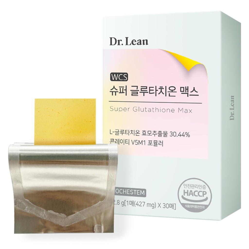 Dr Lean Super Glutathione Max - 427mg High-Potency Glutathione Strips med Niacin, Collagen & Hyaluronic Acid | Fast-Melt ODF, Antioxidant, Skin & Liver Support, K-Beauty, Made in Korea (30 Strips)