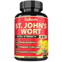Satoomi St John's Wort Capsules Extract Supplement - 6 Herbs Equivalent 5050 mg - Emotional Balance, Joyful Mood & Mood Support - 1 Pack 90 Veggie Caps 3-månaders leverans
