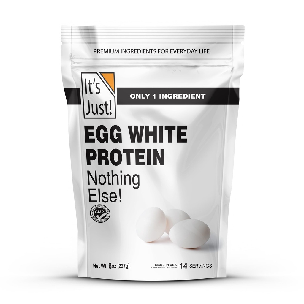 Det är bara! - Egg White Protein Powder, Made in USA från Cage-Free Eggs, Dried Egg Whites (Unflavored, 8oz)