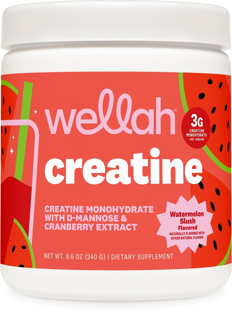 Wellah Creatine för kvinnor (50 portioner, Watermelon Slush) - Kreatinmonohydrat med Dandelion & Cranberry Extract