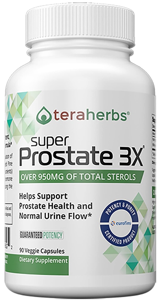 Teraherbs Super Prostate 3X - Bladderkontroll, och stöd för förstorad prostata och frekvent urinering - Prostata tillskott för män - 90 kapslar