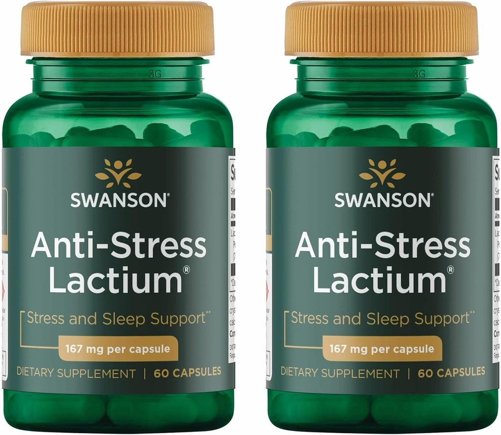 Swanson Women's Anti-Stress Formula (Lactium) - Hjälper motstress, främjar avkoppling och sömnstöd - (60 kapslar, 167mg) 1 Pack (2 Pack)