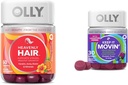 OLLY Hair Gummies med Keratin & Biotin och förstoppningshjälp Gummies med Rhubarb & Prunes - 60 + 30 greve