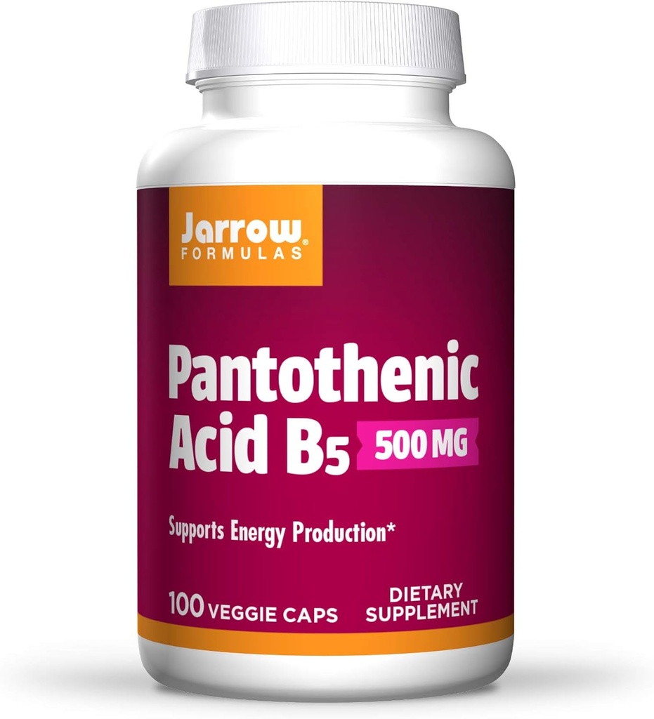Jarrow Formulas Pantothenic Acid B5 500 mg - 100 Veggie Caps - Essential B Vitamin - Energiproduktion & Metabolism Support - 100 portioner, paket med 3