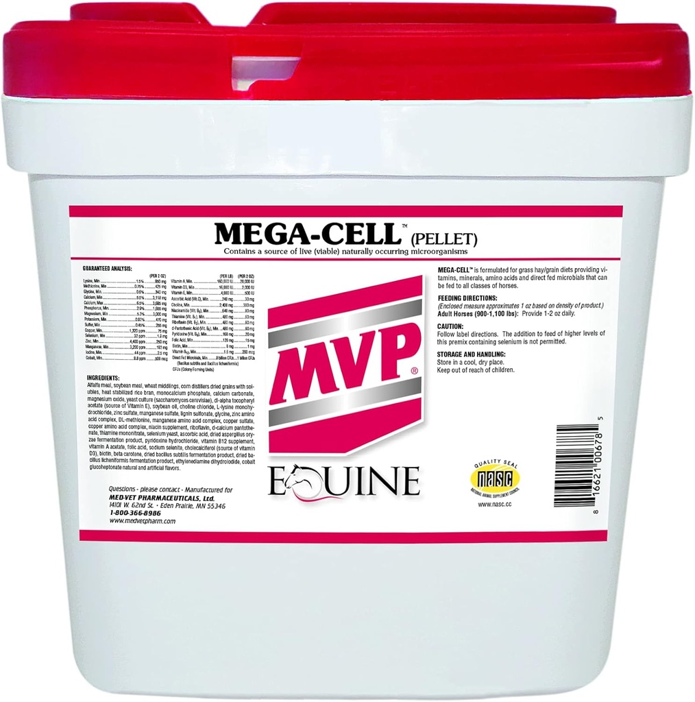 Mega-Cell (35lb) Balanserad vitamin- och mineralstöd för hästar