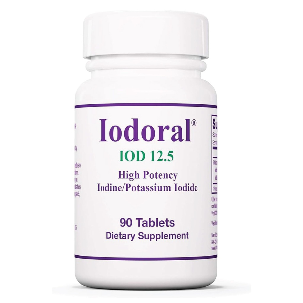 Optimox Iodoral 12,5 mg Tillägg - jodtillskott, sköldkörtelstöd för kvinnor och män, lugol lösning piller, kaliumjodid tabletter, daglig mineralkomplex - 90 greve