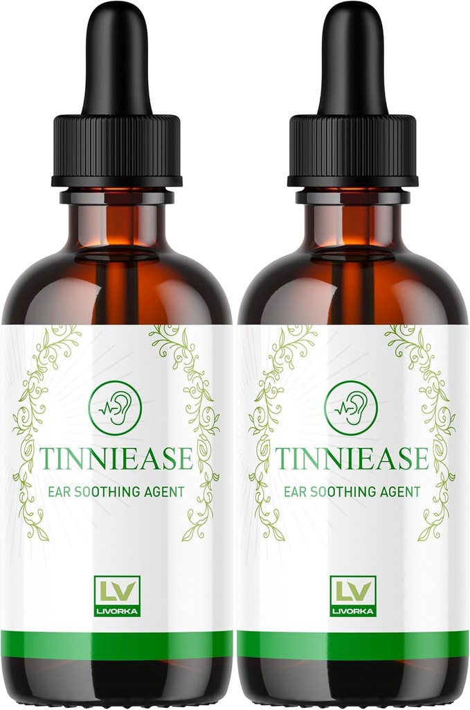 LIVORKA (2 Pack) Tinniease Drops, Tinniease Drops för Hearing Support, Tinni Ease Drops, Tinniease Ear Drops, 2 flaskor för 60 dagar