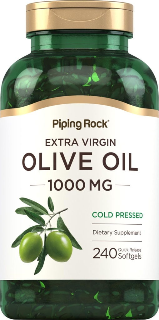 Piping Rock Olive Oil Softgel kapslar | 1000mg | 240 piller | Organisk extra jungfru Cold Pressed Supplement | Glutenfri, icke-GMO