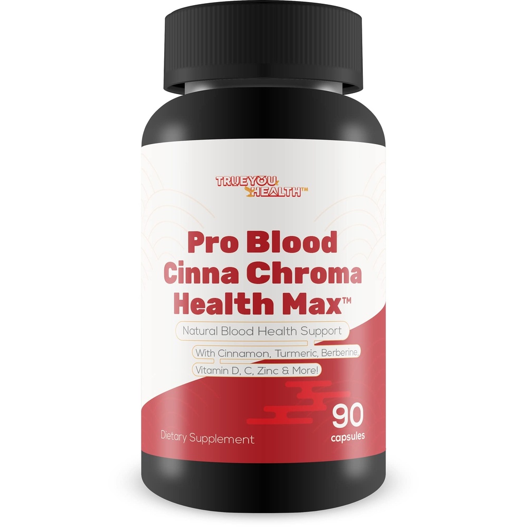 Pro Blood Cinna Chroma Health Max - Natural Blood Health Support with Cinnamon, Turmeric, Berberine, Vitamin D, Vitamin C, Zinc & More - Promote Balanced Blood Health & Improved Blood Flow