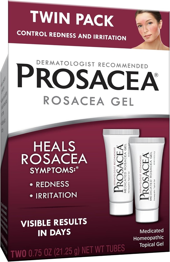 Prosacea - Medicated Rosacea Treatment for Face - Heals Rosacea Symptom på rodnad, finnar och irritation - Fragrance Free - Twin Pack - Två 0,75oz rör (1,5oz Total)