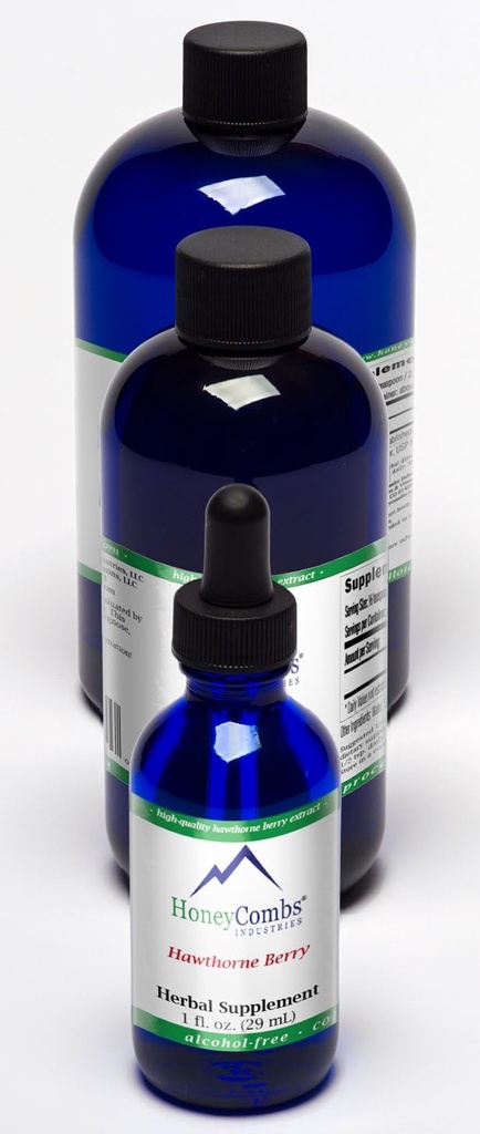 HoneyCombs 8oz. Hawthorne Berry - stöder cirkulationssystemet, hjärtat och mer - flytande extrakt