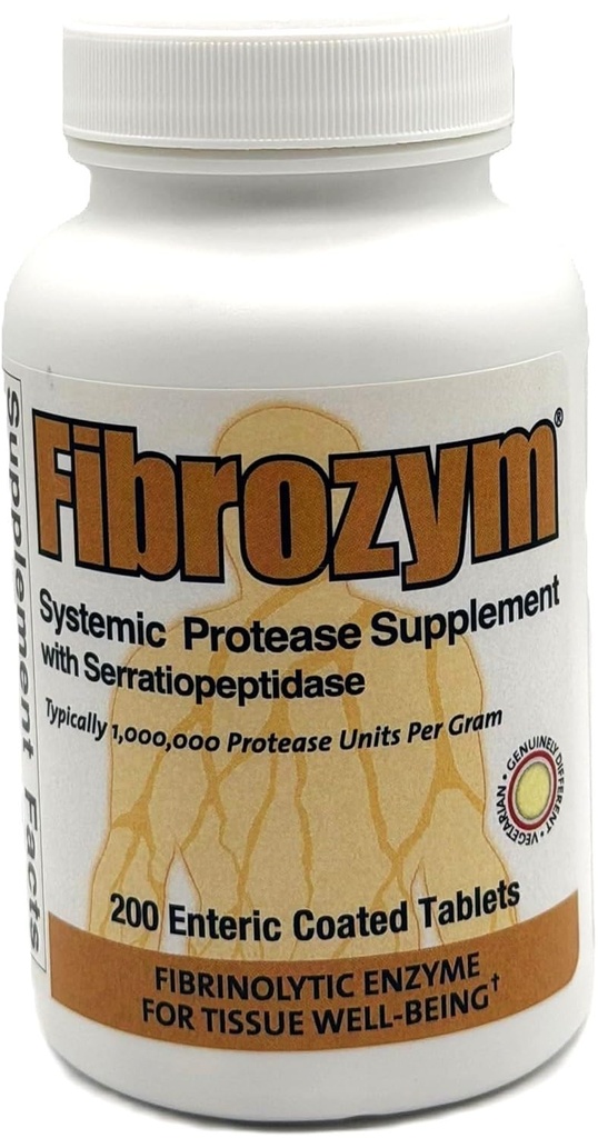 Naturligtvis vitaminer Fibrozym Systemic Protease Supplement med Serratiopeptidase, 200 tabletter, N10051