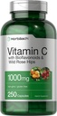 Horbäach Vitamin C 1000mg | 250 kapslar | med Bioflavonoider och Rose Hips | Non-GMO, Gluten Free Supplement | Hög styrka Formel