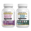 Schweiziska Activa + DIM & Myo-Inositol Bundle - Hormon Balance & PCOS Support för kvinnor - Menstruationscykel, humör, östrogen och äggstockshälsa - 60-dagars leverans