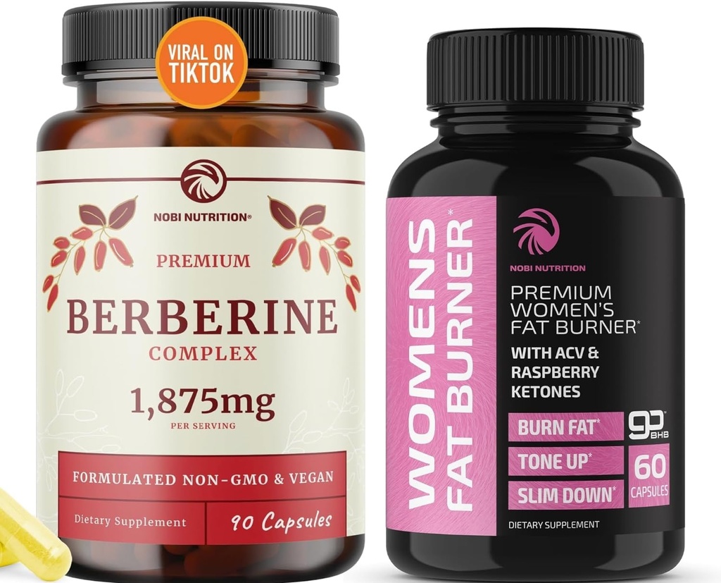 Berberine Complex Supplement plus Fat Burner för kvinnor | Viktminskning & Sugar Support med Raspberry Ketones | Appetite Suppressant, Metabolism Booster och Belly Fat Reducer | 1 månad Supply