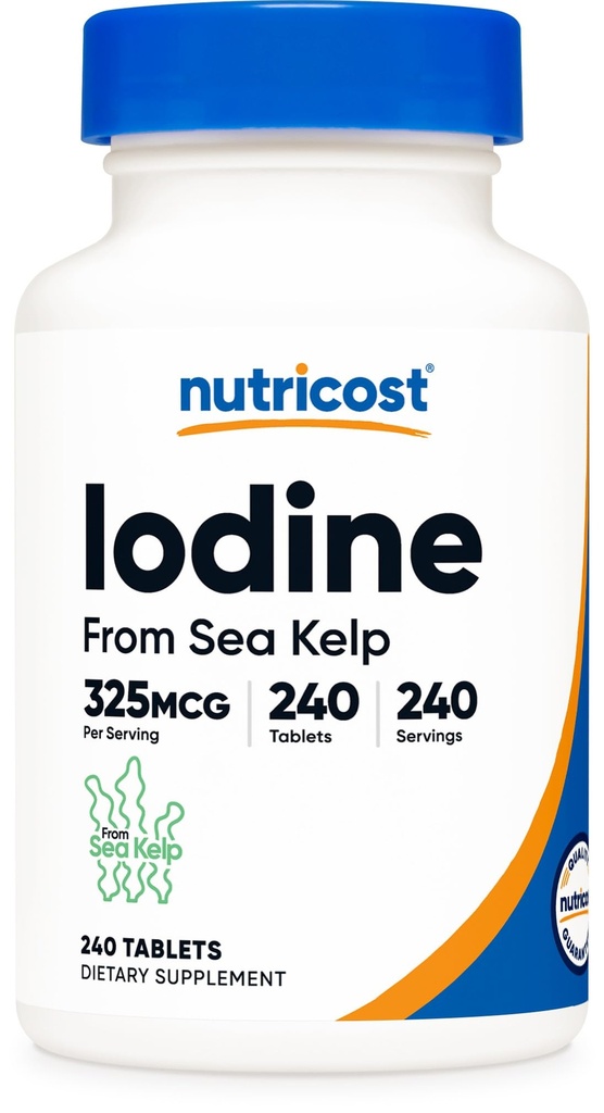 Nutricost Iodine (Natural Iodine från Sea Kelp) 325mcg, 240 tabletter - Icke-GMO, Gluten Free