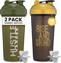 28oz Shaker Bottle med Motivational Quotes (Black/Gold & Moss) | Protein Shaker Bottle med Mixer Agitators | Blender Shaker Bottle för Protein Mixes Pack är BPA Free och Dishwasher Safe