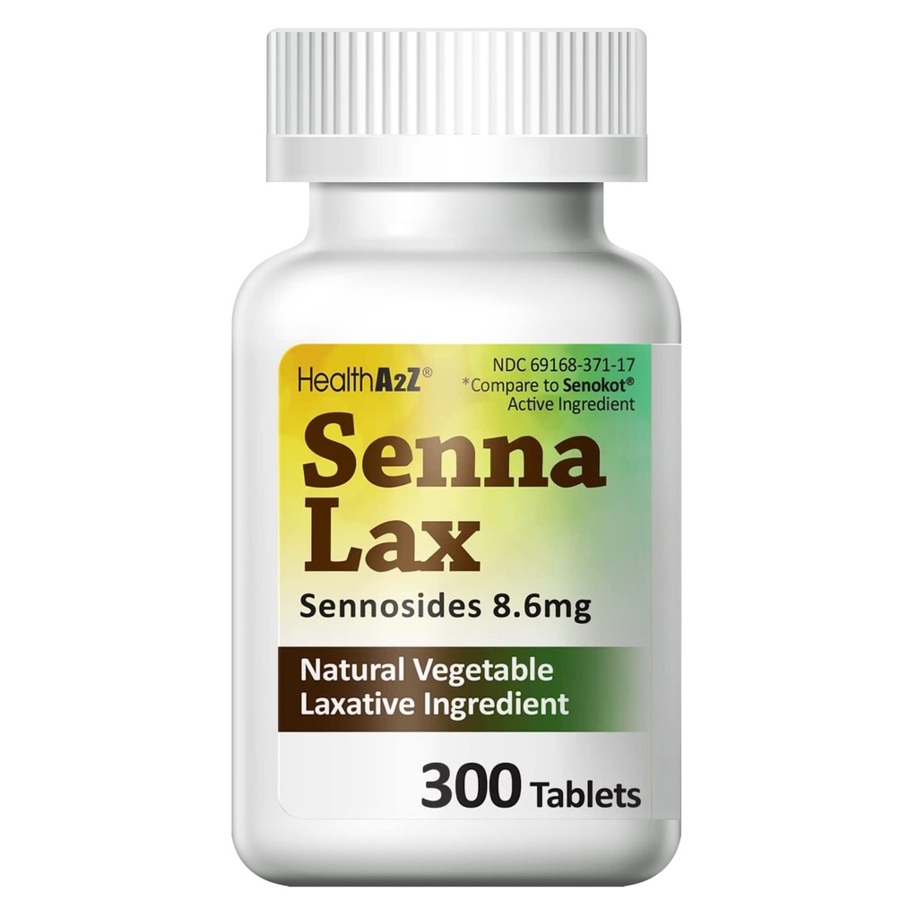 HealthA2Z® Senna Laxative | 300 greve | Sennosides 8.6mg | Naturlig grönsak | Laxerande ingredienser | Övernattningshjälp | tarmrörelse | Befrielse från förstoppning