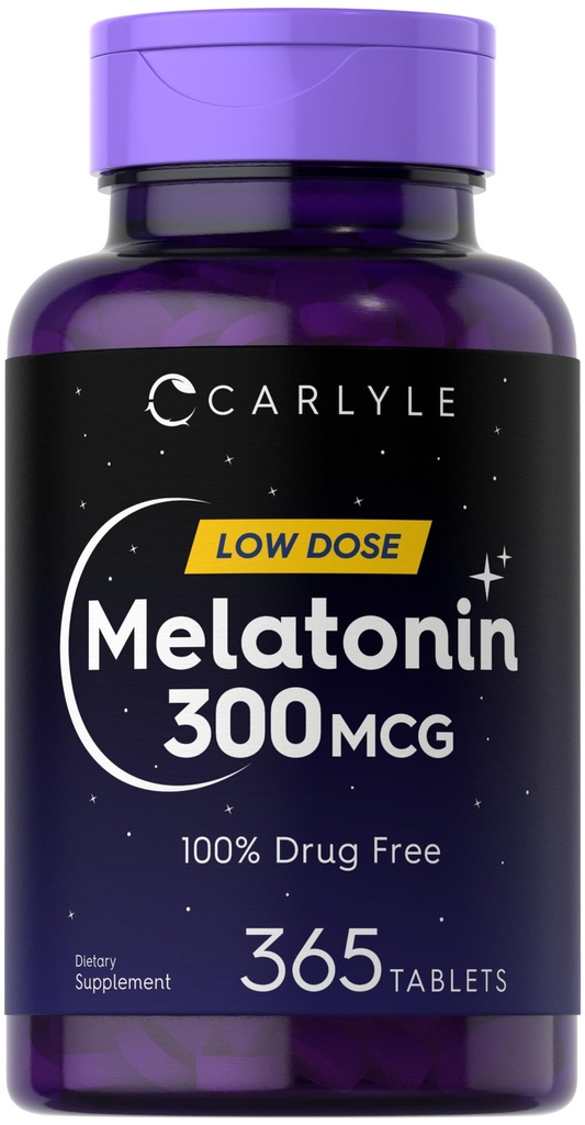 Carlyle Melatonin 300 mcg | 365 tabletter | Low Dose | Vegetarian, icke-GMO, Gluten Free