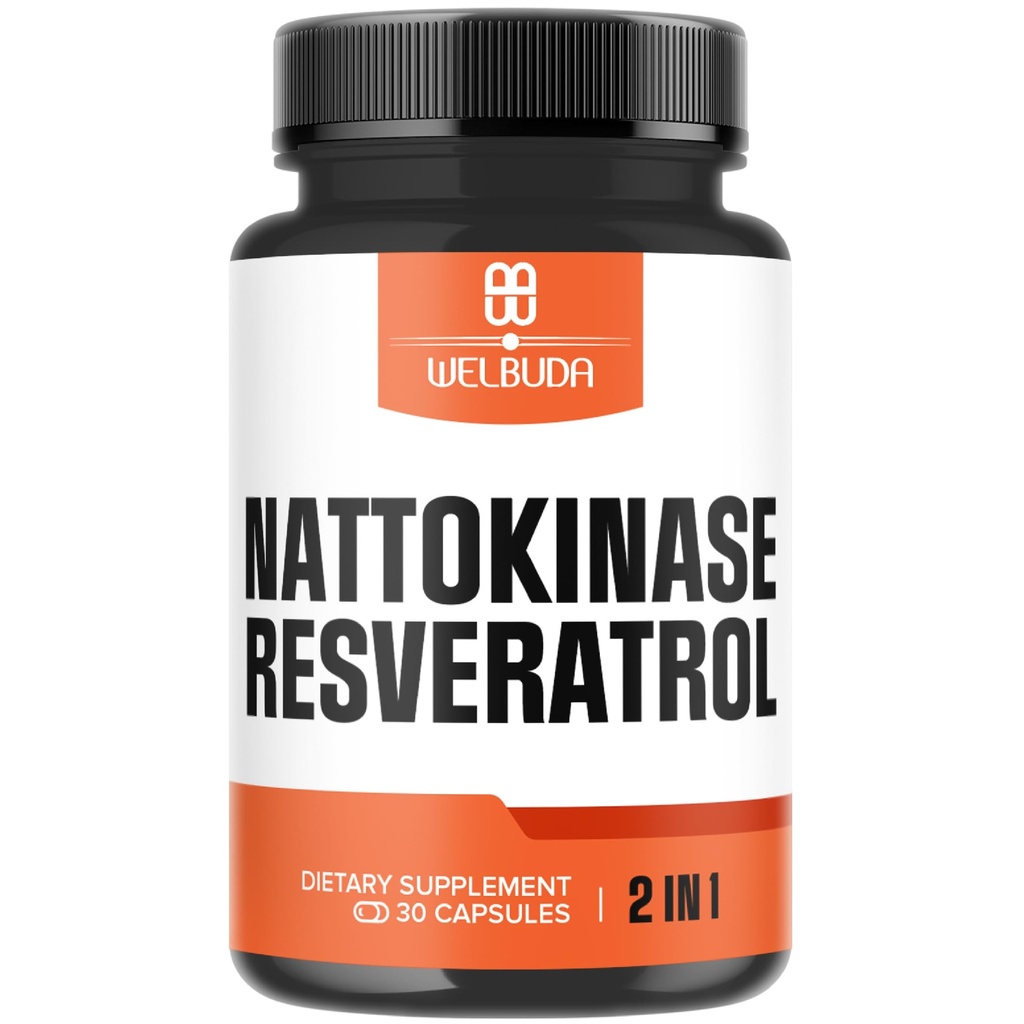 Nattokinase Supplement 3300mg med Trans-Resveratrol - Stöd för immunitetssystem, Hälsosamt hjärta och kroppsbalans - 30 portioner