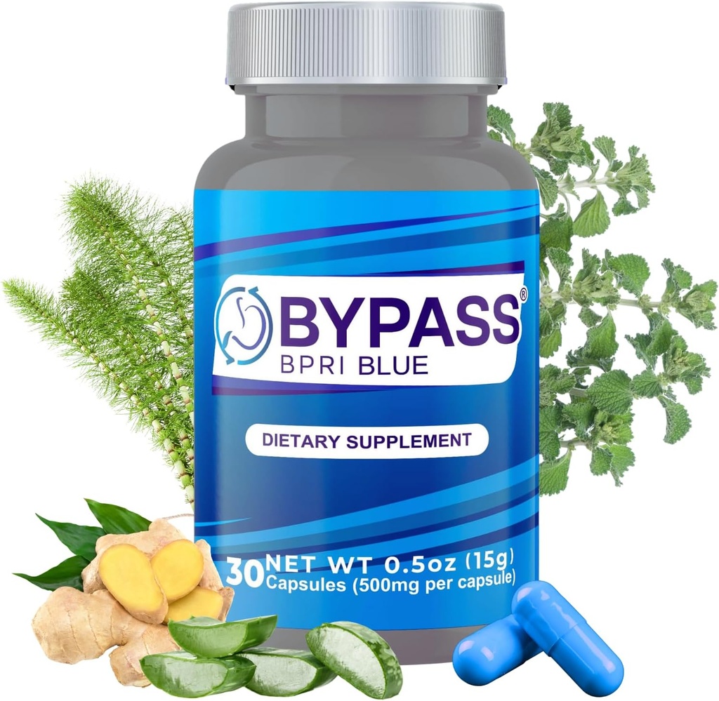 YERBERO Bypass BPRI Blue - Nästa steg i BPRI-serien - 30 Caps - med Aloe Vera, Ginger, Sarsaparilla Root, Green Tea, Dandelion, Horsetail och mer - 500mg per kapsel.