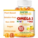 SHIFAA NUTRITION Halal Omega 3 för barn med DHA Gummies for Brain Development, Heart & Immune Support, Plant-Based, Non-GMO, Algae-Based DHA, Gluten & Gelatin-Free Kids Omega 3 Gummies, 30 Servings