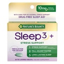 Naturens Bounty Sleep + Stress Support, Sleep3 Maximal Styrka 100% Drug Free Sleep Aid, Kosttillskott med Ashwagandha, Time Release Technology, 10mg, 28 Tri-Layered tabletter