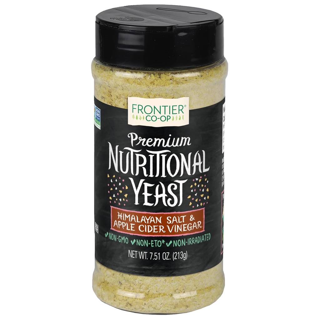 Frontier Co-op Himalayan Salt & Vinegar Nutritional Yeast Blend med vitamin B12 7.51 oz - För Popcorn, Snacks, Pasta och Soup