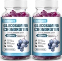 2 Pack 3000mg Glukosamin Chondroitin med MSM Gummies & Elderberry, Extra Strength Joint Support Health, Flexibilitet, Antioxidant, Immun Supplement Gummy för vuxna, Män och kvinnor 120 grejer
