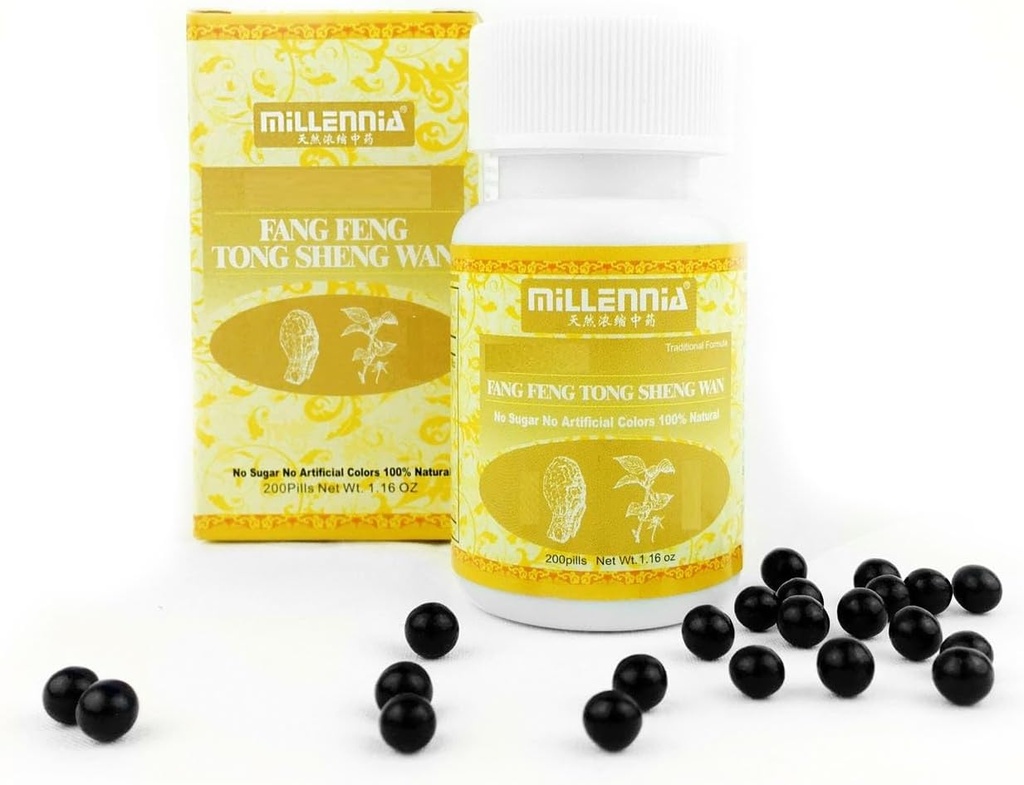MILLENNIA Herbal Supplement Pills - Fang Feng Tong Sheng Wan - 12 flaskpaket (200 piller / flaska)