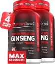 Herbtonics Korean Red Panax Ginseng 1500mg - Energiförsörjning för Peak Performance, Focus & Vitality - High Potency Ginseng Root Extract - 240 Vegan kapslar