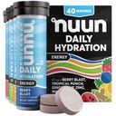 Nuun Energy Electrolyte tabletter med Ginseng, koffein från Green Tea Extract, vitamin B12, B6, B5, Magnesium & 4 Andra elektrolyter, Gluten Free & Vegan, blandade smaker, 4 Pack (40 portioner totalt)