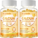 Kalcium Magnesium Zink Gummies med vitamin D3 & K2 - Hög styrka förbättrad absorption -120 Orange Gummies smaksatt