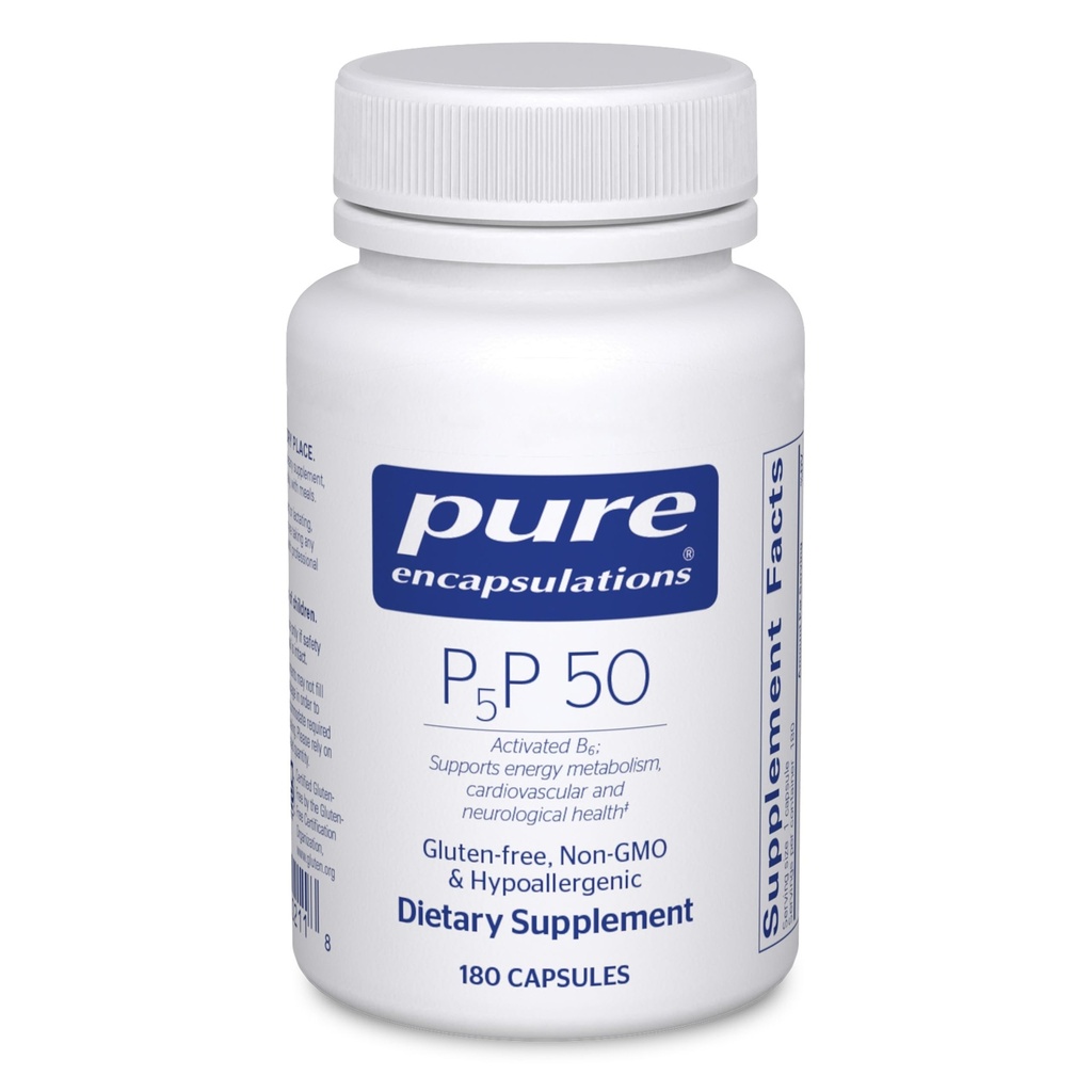 Rena inkapslingar P5P 50 - Aktiv vitamin B6 - Stöder energimetabolism & hjärnhälsa * - Gluten Free & Non-GMO - 180 kapslar