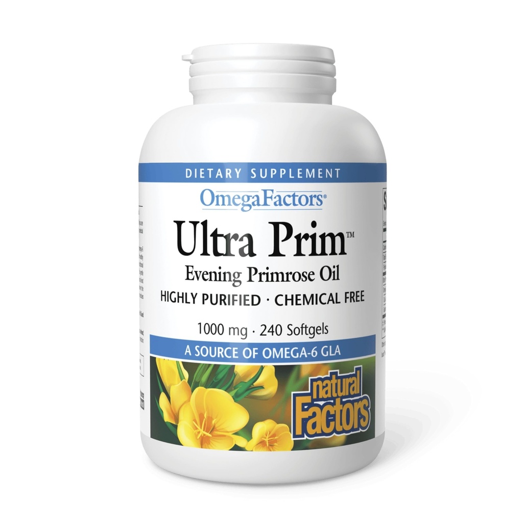 Omega faktorer av naturliga faktorer, Ultra Prim Evening Primrose Oil, främjar kvinnors och immunhälsa med Omega-6 GLA, 240 softgels (240 portioner)
