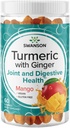 Swanson Turmeric med Ginger Gummies - All Natural Supplement Promoting Digestive & Immune System Health - Hjälper till att stödja Joint Function & Movement Ability - (Mango, 60 Gummies)