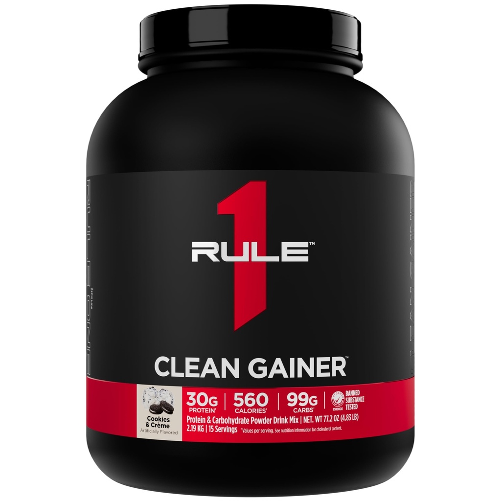Regel 1 Clean Gainer - High-Protein Lean Gain Formel med 560 kalorier, 30g Full-Spectrum Protein, Över 90g Carbs, Under 6g fett (15 portioner, Cookies & Crème)