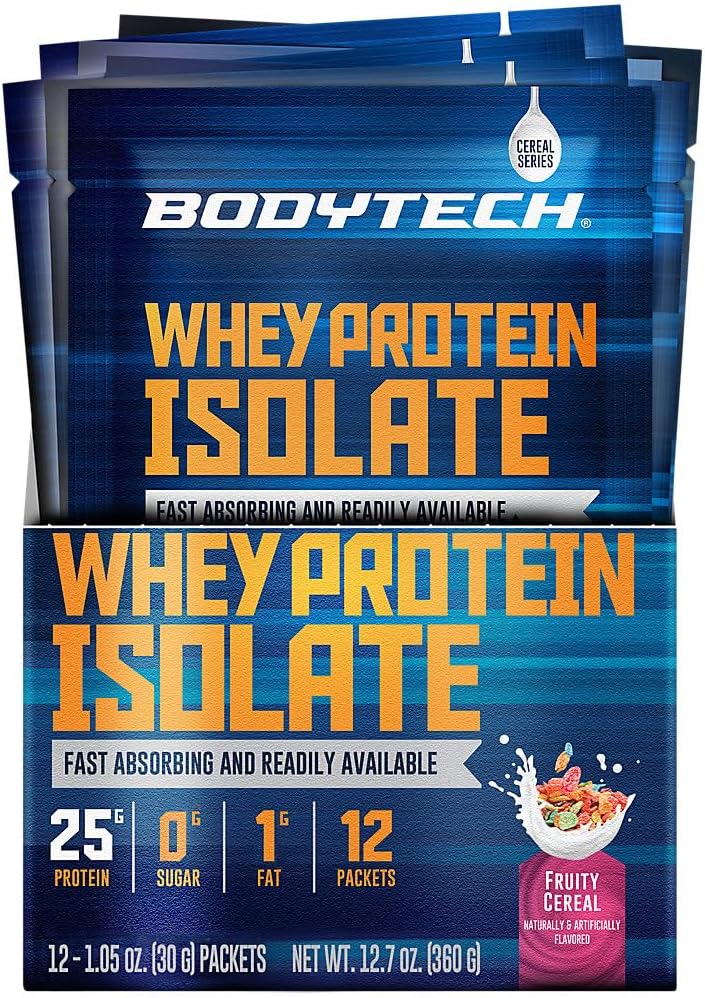 BODYTECH Whey Protein Isolate Powder - Fruity Cereal (Tolv 1,04 oz. Packets)