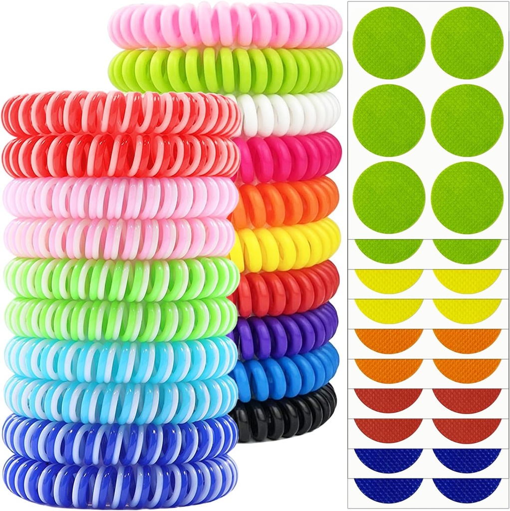 Mosquito Repellent Armband 20 Pack, individuellt inslagna Mosquito Repellent Bands med 60 Pcs Mosquito Repellent Stickers Patches, DEET Free Insect Bug Repellent Wristbands för vuxna barn