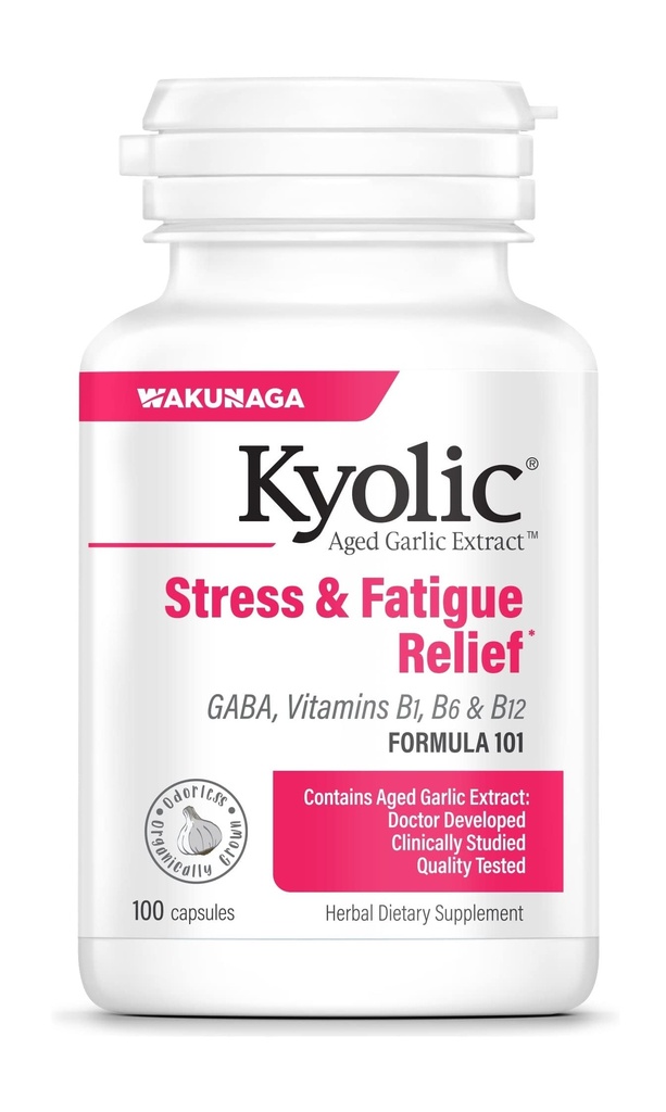 Kyolisk åldrande vitlök extrakt Formel 101, stress och trötthet, 100 kapslar.